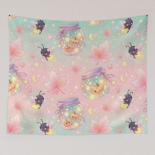 Item preview, Kawaii Pastel Autumn Cosmic Camping Pattern designed and sold by Thai Vibe Studio.
