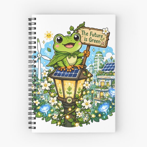 Item preview, Solarpunk Frog The Future Is Green Kawaii Nature designed and sold by DigitalDream Gallery.