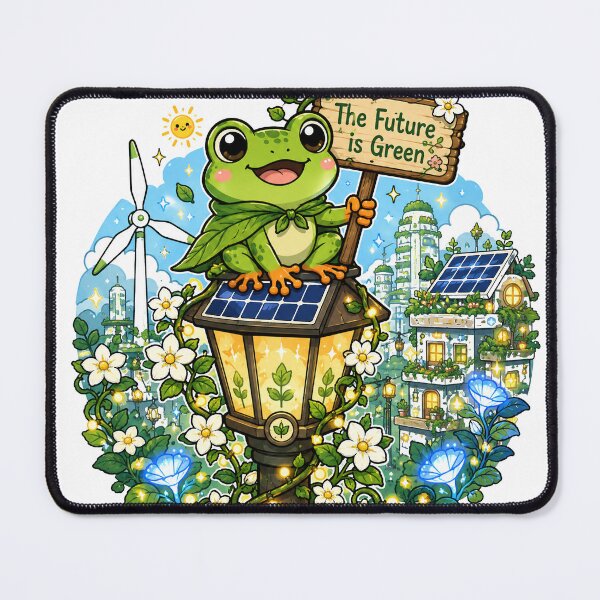 Item preview, Solarpunk Frog The Future Is Green Kawaii Nature designed and sold by DigitalDream Gallery.