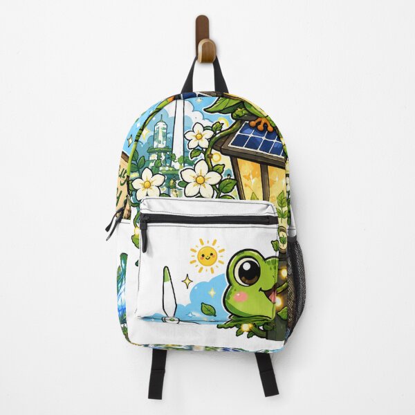 Item preview, Solarpunk Frog The Future Is Green Kawaii Nature designed and sold by DigitalDream Gallery.