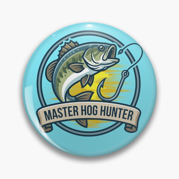 Item preview, Bass fishing Illustration in logo style with text "Master Hog Hunter". designed and sold by Art-Horizon.