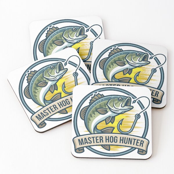 Item preview, Bass fishing Illustration in logo style with text "Master Hog Hunter". designed and sold by Art-Horizon.
