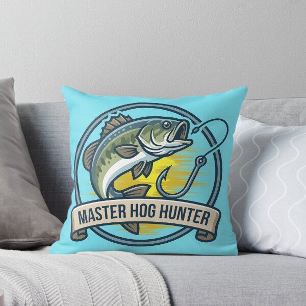 Item preview, Bass fishing Illustration in logo style with text "Master Hog Hunter". designed and sold by Art-Horizon.