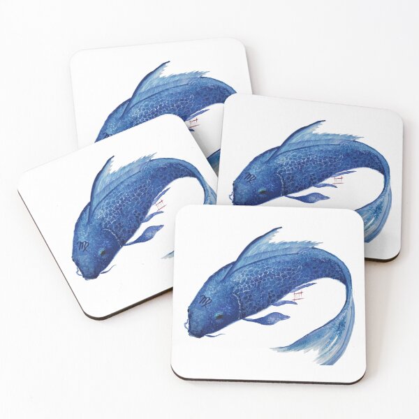 Item preview, Virgo Sapphire Koi Watercolor Painting designed and sold by Midnight  Madness Arts.