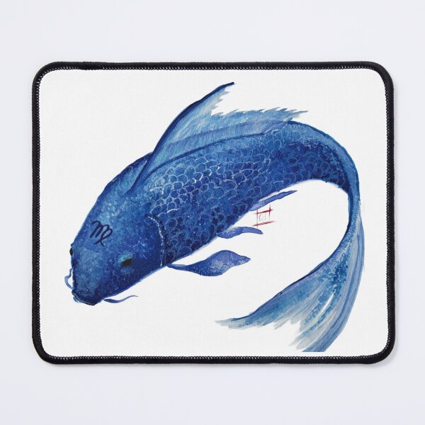 Item preview, Virgo Sapphire Koi Watercolor Painting designed and sold by Midnight Madness Arts.