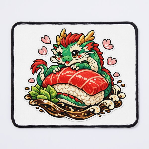Item preview, Kawaii Dragon Sushi | Cute Baby Japanese Dragon | Dragon Sushi Art | Anime Foodie | Chibi Fantasy Creature | Japanese Cuisine Gift designed and sold by MrDev.