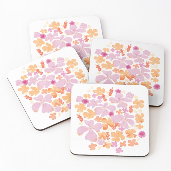 Item preview, Pink and Orange Flower Cluster on Grey Background designed and sold by BuckaBaby.