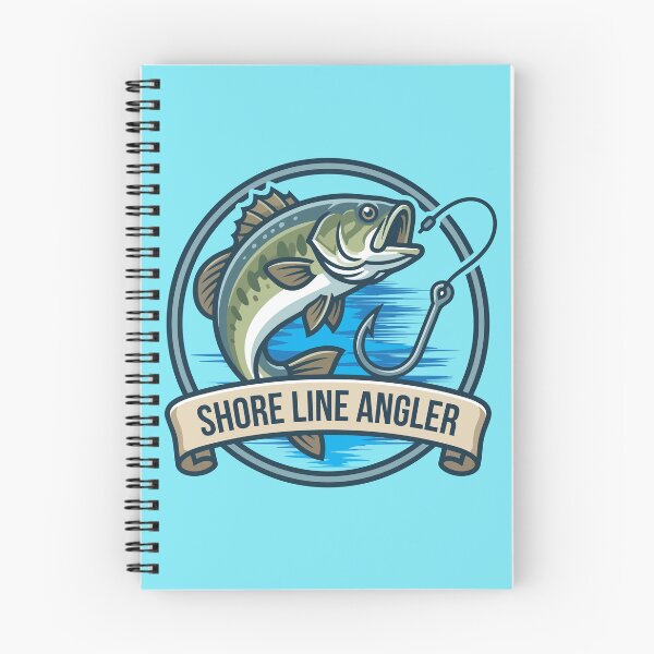 Item preview, Bass fishing Illustration in logo style with text "Shore Line Angler". designed and sold by Art-Horizon.