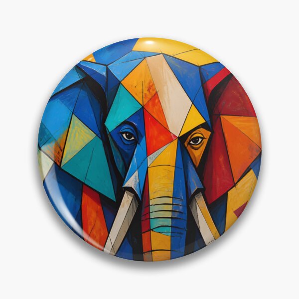 Item preview, Colorful Geometric Elephant - Abstract Cubist Stained Glass Elephant Art designed and sold by inkaylindesign.