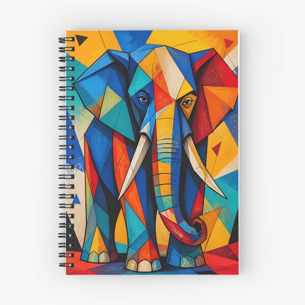 Item preview, Colorful Geometric Elephant - Abstract Cubist Stained Glass Elephant Art designed and sold by inkaylindesign.