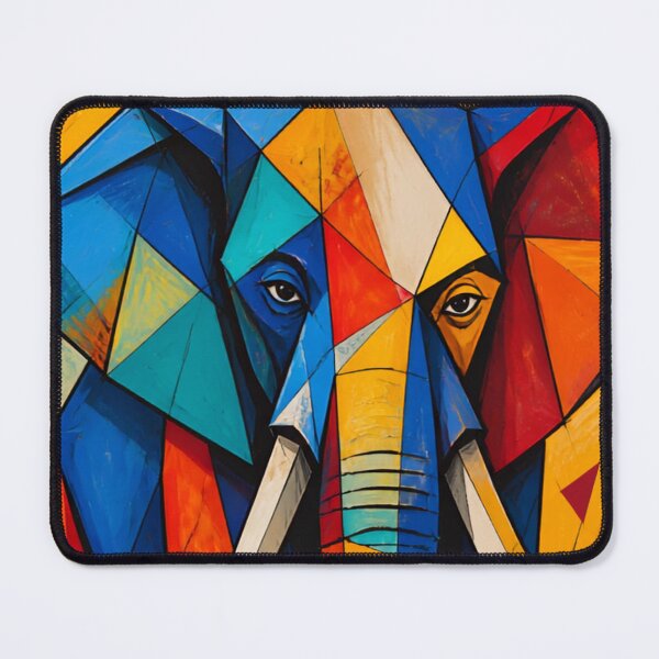 Item preview, Colorful Geometric Elephant - Abstract Cubist Stained Glass Elephant Art designed and sold by inkaylindesign.