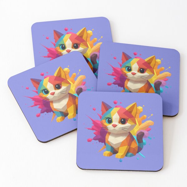 Item preview, Colorful Geometric Kitten Low Poly Kawaii Style designed and sold by ArtMochis.