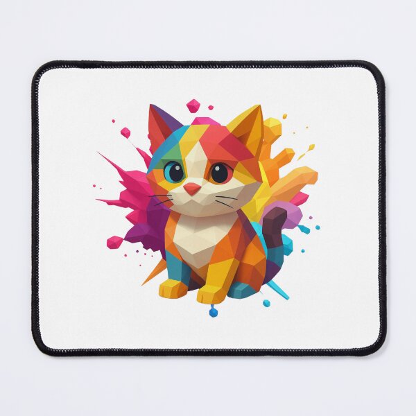 Item preview, Colorful Geometric Kitten Low Poly Kawaii Style designed and sold by ArtMochis.