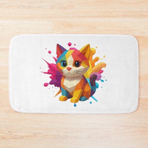Item preview, Colorful Geometric Kitten Low Poly Kawaii Style designed and sold by ArtMochis.