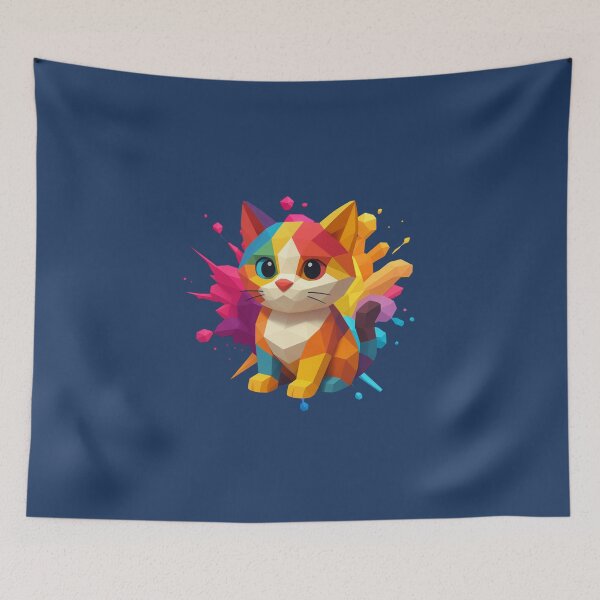 Item preview, Colorful Geometric Kitten Low Poly Kawaii Style designed and sold by ArtMochis.