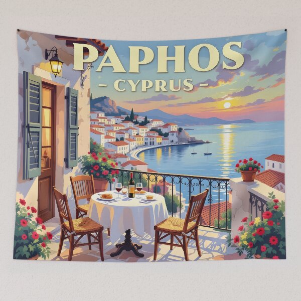 Item preview, Paphos, Cyprus: Vintage-Style Painterly Travel Poster designed and sold by LSVart.