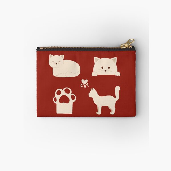 Item preview, Cute white cat and paw | Red minimalist pattern designed and sold by SaoriKitsune.