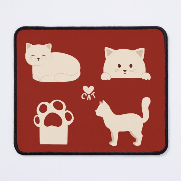 Item preview, Cute white cat and paw | Red minimalist pattern designed and sold by SaoriKitsune.