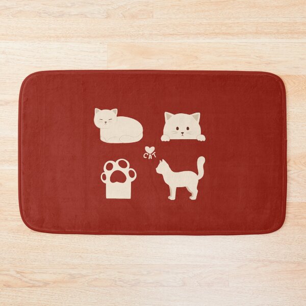 Item preview, Cute white cat and paw | Red minimalist pattern designed and sold by SaoriKitsune.