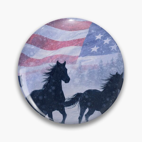 Item preview, Wild Horses in Snow with American Flag Freedom Inspired designed and sold by Stephanie Laird.