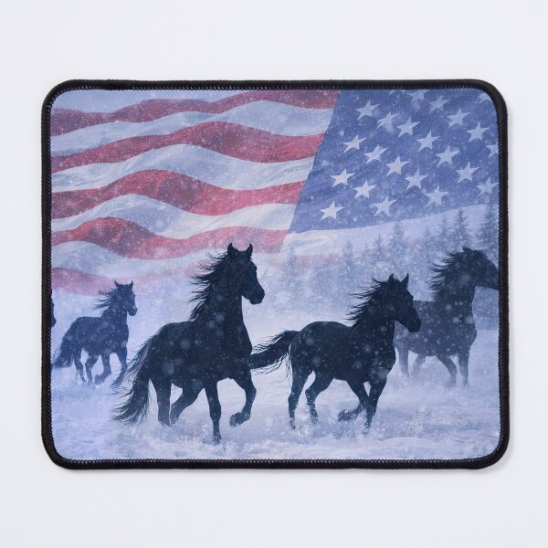 Item preview, Wild Horses in Snow with American Flag Freedom Inspired designed and sold by Stephanie Laird.