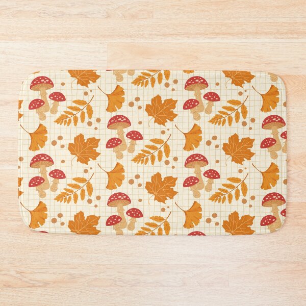 Item preview, Cozy Autumn Mushroom Pattern. Cottagecore Forest Leaves & Ginkgo Seamless Design designed and sold by MinimalAnGo.