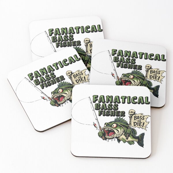 Item preview, Largemouth Bass fishing cartoon Illustration with text "Fanatical Bass Fisher". designed and sold by Art-Horizon.