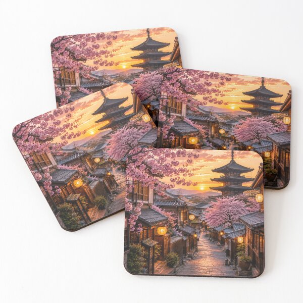 Item preview, Kyoto Cherry Blossom Street – Golden Sunset Japan designed and sold by Ceylon Luxe Collections.