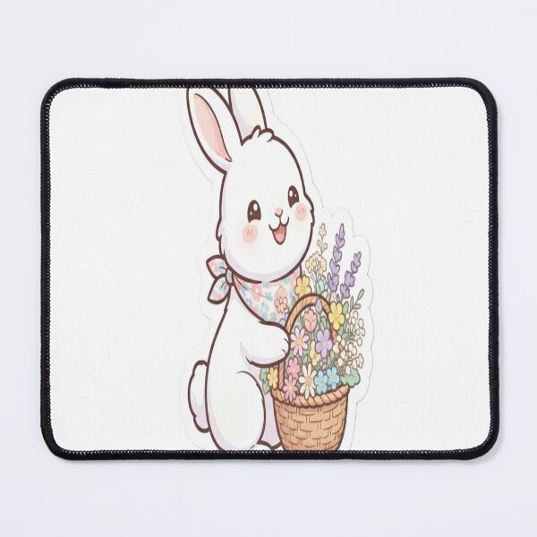 Item preview, Cute Bunny with Flower Basket Sticker | Kawaii Rabbit Floral Aesthetic | Spring Cottagecore Vinyl Decal | designed and sold by AdityaShop18.