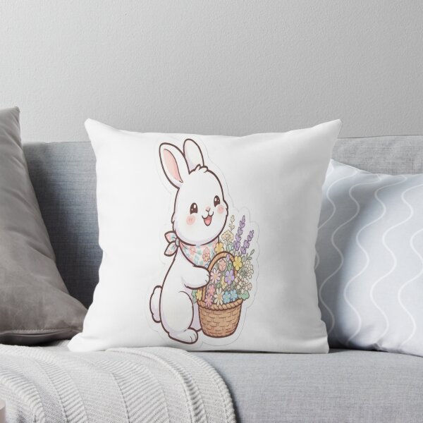 Item preview, Cute Bunny with Flower Basket Sticker | Kawaii Rabbit Floral Aesthetic | Spring Cottagecore Vinyl Decal | designed and sold by AdityaShop18.