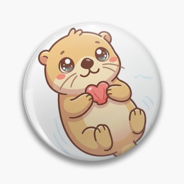 Item preview, Cute Kawaii Sea Otter Holding Seashell Heart designed and sold by NeonNerd Studio.
