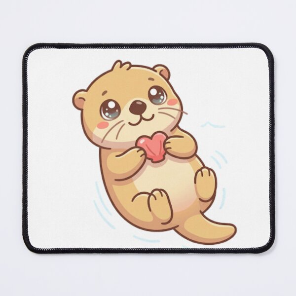 Item preview, Cute Kawaii Sea Otter Holding Seashell Heart designed and sold by NeonNerd Studio.
