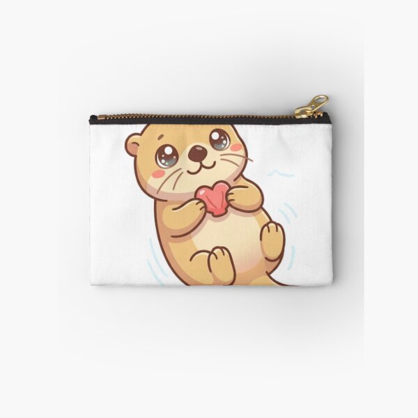 Item preview, Cute Kawaii Sea Otter Holding Seashell Heart designed and sold by NeonNerd Studio.