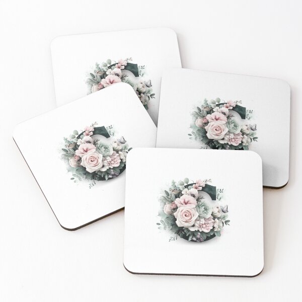 Item preview, Floral Letter C Monogram Watercolor Illustration with Blush Roses and Eucalyptus designed and sold by BigD shop.