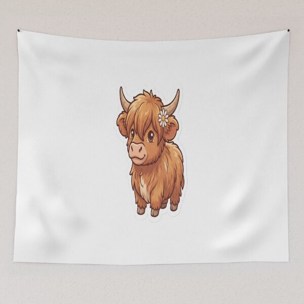 Item preview, Sunny Meadow Highland Cow Sticker | Sweet Floral Calf Illustration | Cute Country Farm Decal for Nature Lover designed and sold by AdityaShop18.