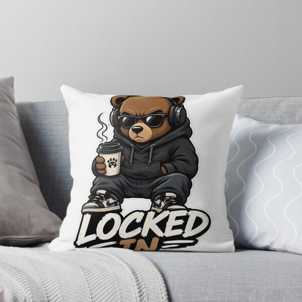 Item preview, Locked In Bear – Coffee & Headphones Streetwear Cartoon designed and sold by Aesthicer.