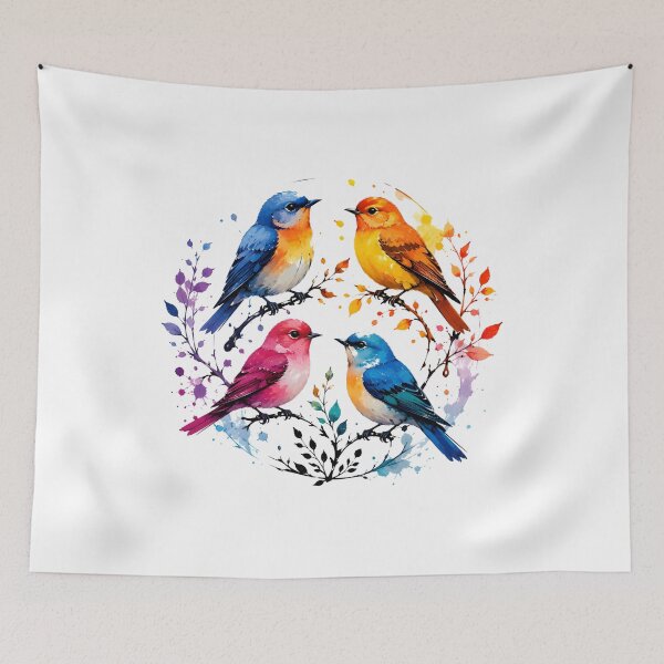 Item preview, Colorful Watercolor Songbirds designed and sold by trendspatterns.