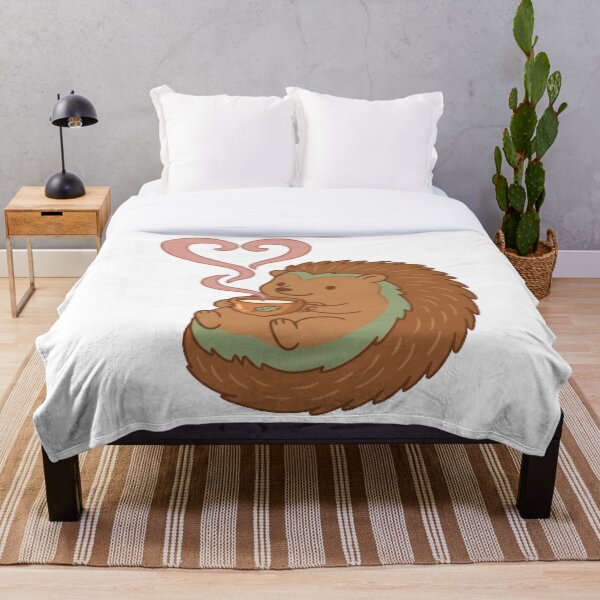 Item preview, Cute Kawaii Hedgehog Drinking Acorn Tea Cottagecore designed and sold by NeonNerd Studio.