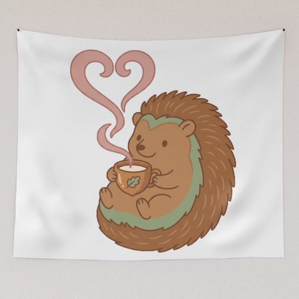 Artikelvorschau, Niedlicher Kawaii-Igel trinkt Eicheltee Cottagecore entworfen und verkauft von NeonNerd Studio.