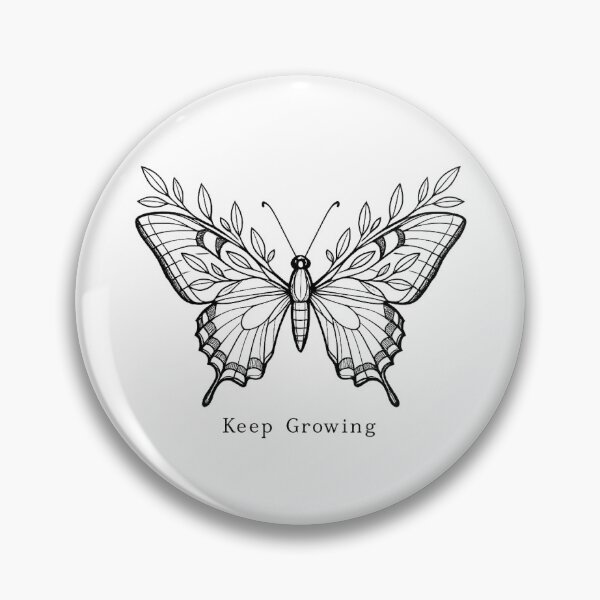 Item preview, Keep Growing Butterfly Fine Line Design | Botanical Swallowtail | Boho Minimalist Tattoo Style | Nature Aesthetic Gift designed and sold by LuxeBuzz.