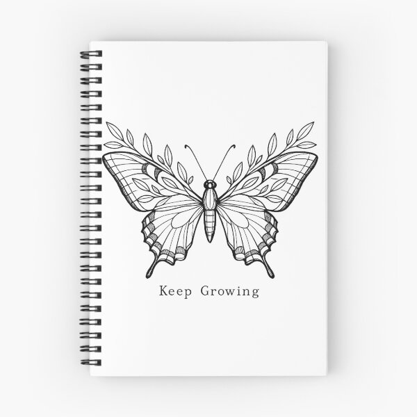 Item preview, Keep Growing Butterfly Fine Line Design | Botanical Swallowtail | Boho Minimalist Tattoo Style | Nature Aesthetic Gift designed and sold by LuxeBuzz.