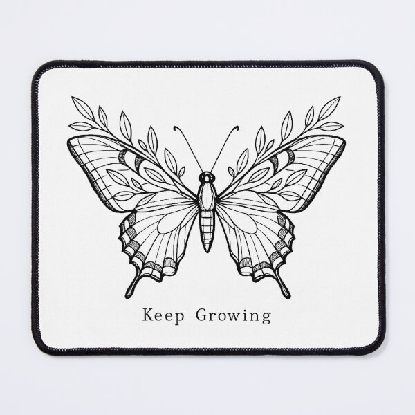 Item preview, Keep Growing Butterfly Fine Line Design | Botanical Swallowtail | Boho Minimalist Tattoo Style | Nature Aesthetic Gift designed and sold by LuxeBuzz.