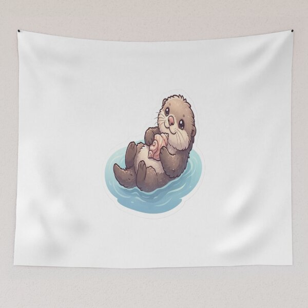 Item preview, Drifting Sea Otter with Seashell Sticker, Cute Ocean Animal Art, Peaceful Marine Wildlife designed and sold by AdityaShop18.