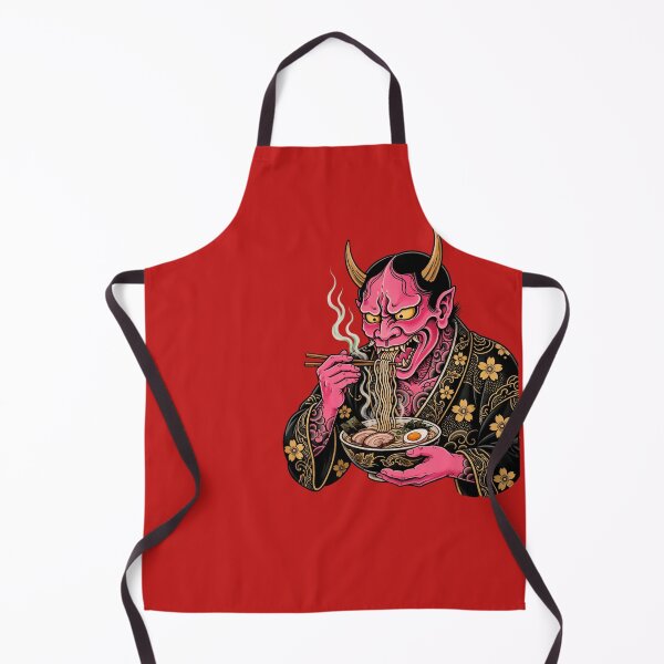 Item preview, Pink Oni Eating Ramen Bowl - Japanese Yokai Streetwear Art designed and sold by Neurospicy Trolls.