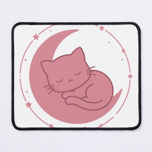 Item preview, Sleeping Cat on Pink Moon for Cute Black T-Shirt designed and sold by FantasyPearl.