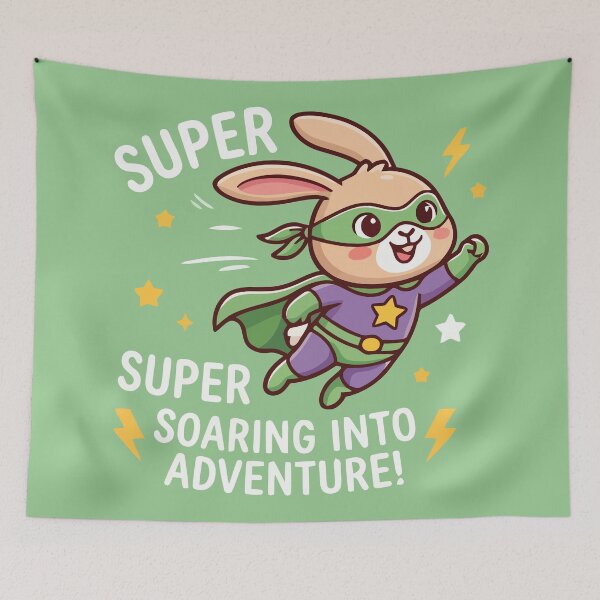 Item preview, Super Bunny Soaring Into Adventure Flying Superhero Rabbit designed and sold by Amir Faysal.