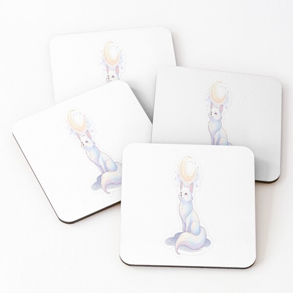 Item preview, Celestial Moon Fox Sticker | Dreamy White Fox Under Crescent Moon designed and sold by AdityaShop18.