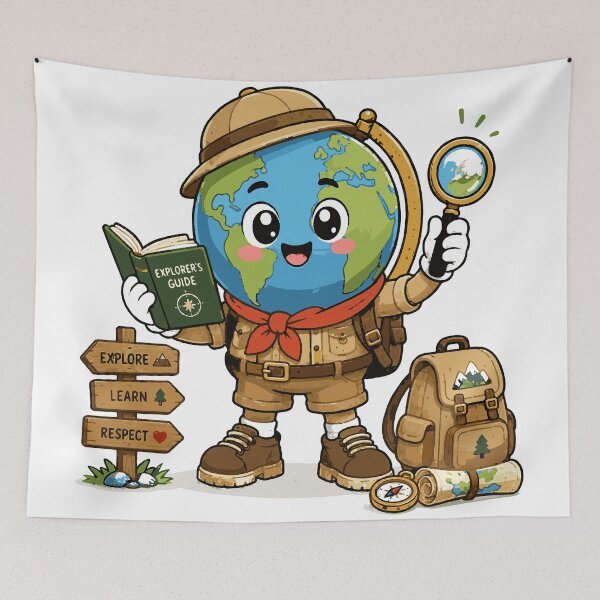 Item preview, Explorer Globe T-Shirt & Sticker | Cute Kawaii Geography Explorer Mascot | Teacher & Student Gift designed and sold by Sunday.Supply.