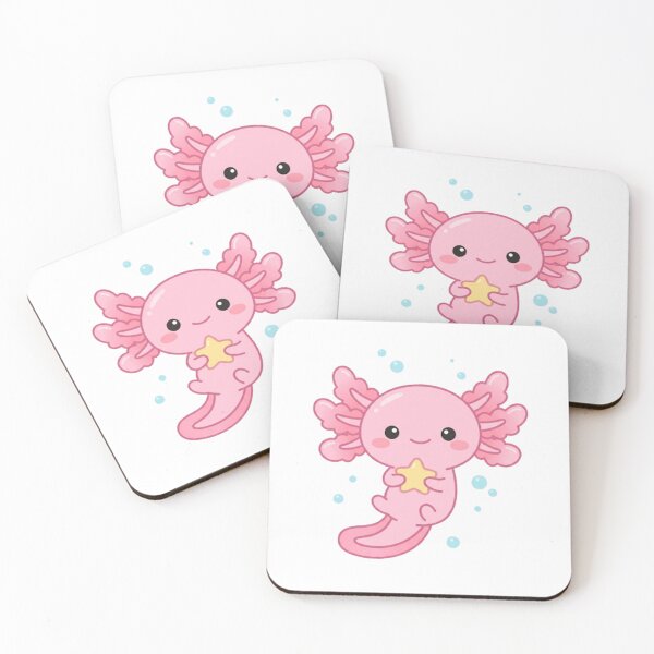 Item preview, Cute Kawaii Pink Axolotl Hugging Star designed and sold by NeonNerd Studio.