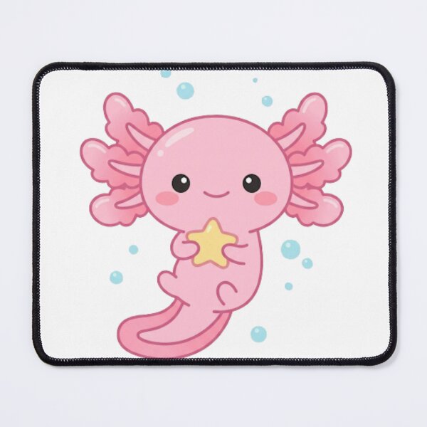 Item preview, Cute Kawaii Pink Axolotl Hugging Star designed and sold by NeonNerd Studio.
